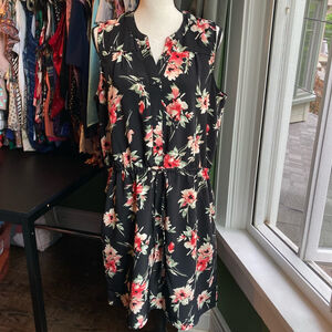 Women's Catherine Malandrino Dress Size L Black Floral Sleeveless